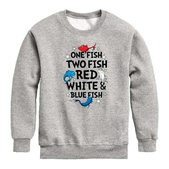 Dr. Seuss - Red, White and Blue Fish - Toddler And Youth Crewneck Fleece Sweatshirt
