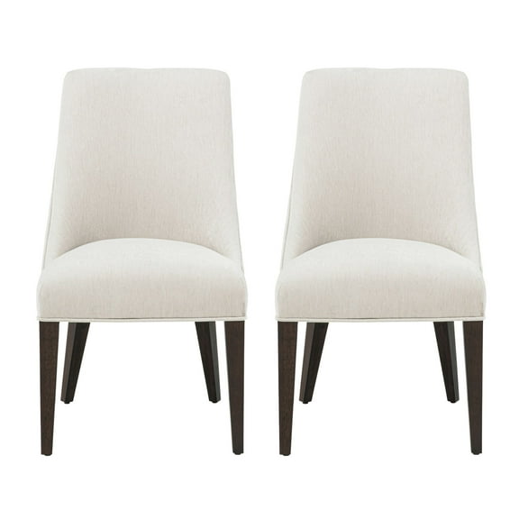 Beever Cream Chenille Dining Chair with Rubberwood Legs - Set of 2