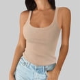 thumbnail image 4 of Women Spaghetti Strap Scoop Neck Ribbed Tank Tops Slim Fitted Cotton Basic Sleeveless Layering Shirts XS, 4 of 5
