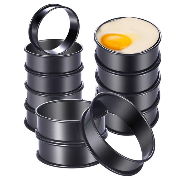 12Packs Crumpet Rings NONSTICK English Muffin Rings 3.15 Inch Stainless Steel Double Rolled Tart Ring Upgraded