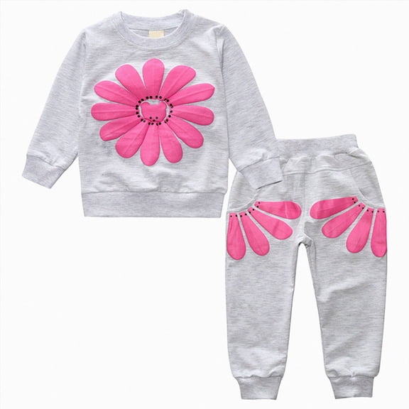 NIEWTR Kids pajamas Loungewear 6 9 12 18 24 Months 3T 4T 5T Toddler Girls Clothes Girls Pjs Set Two Piece Pajamas kids Fall Winter Long Sleeve pajamas(A-Grey,18-24 Months)