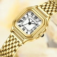 thumbnail image 4 of Watches for Women with Rectangular Roman Numeral Dial Stainless Steel Vintage Strap Quartz Waterproof Watches for Ladies,Gifts for Women, 4 of 7