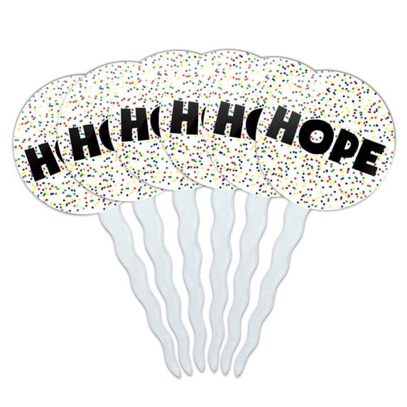 Hope Cupcake Picks Toppers - Set of 6 - Mutlicolored Speckles