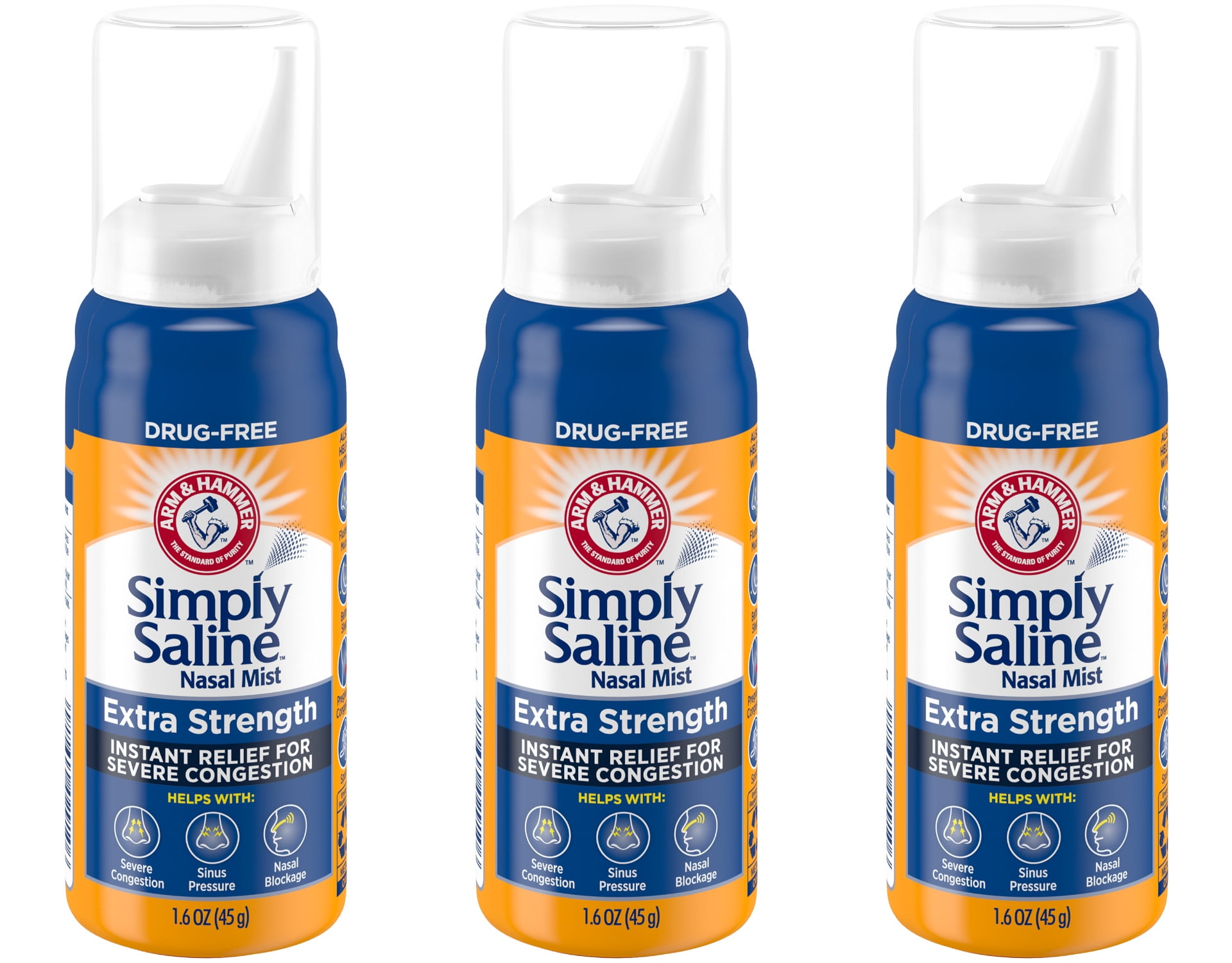 3 Pk Simply Saline Nasal Mist Extra Strength for Severe Congestion 1.5 Ounces Ea