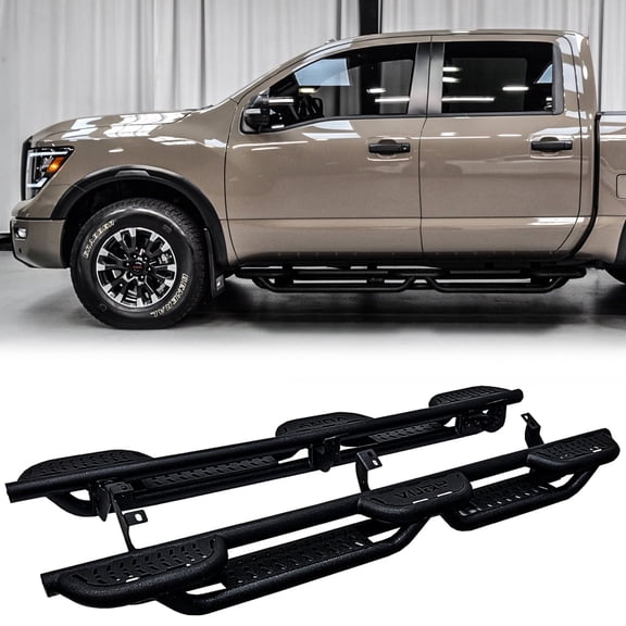 Vijay Running Boards Compatible with 2004-2025 Nissan Titan and 2016-2025 Titan XD Crew Cab 4 Doors Bolt-on Side Steps Rails Steel Nerf Bars