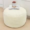thumbnail image 3 of Ottoman Stuffed with PP Cotton Pouf Filler, Velvet Floor Pouf,Round Ottoman Foot Stool Cushion Storage Ottoman, 20 * 12 Inches Foot Rest for Living Room, Home Decor (Ivory Stripe), 3 of 18