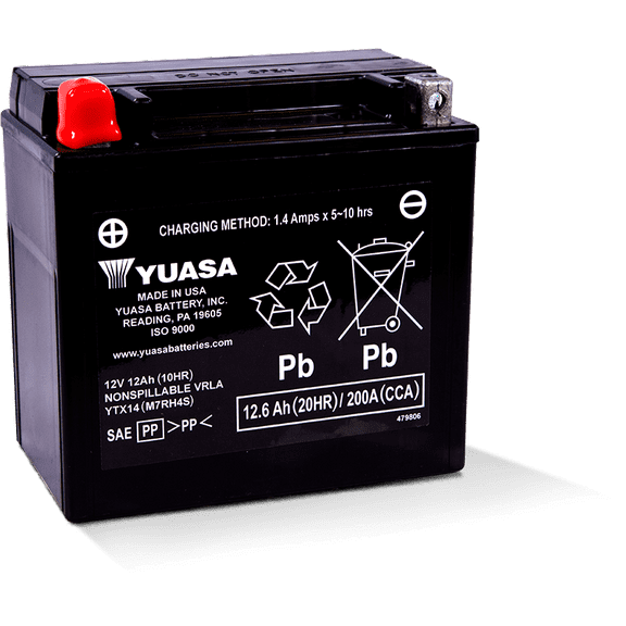 Yuasa YTX14 Maintenance Free AGM 12-Volt Battery