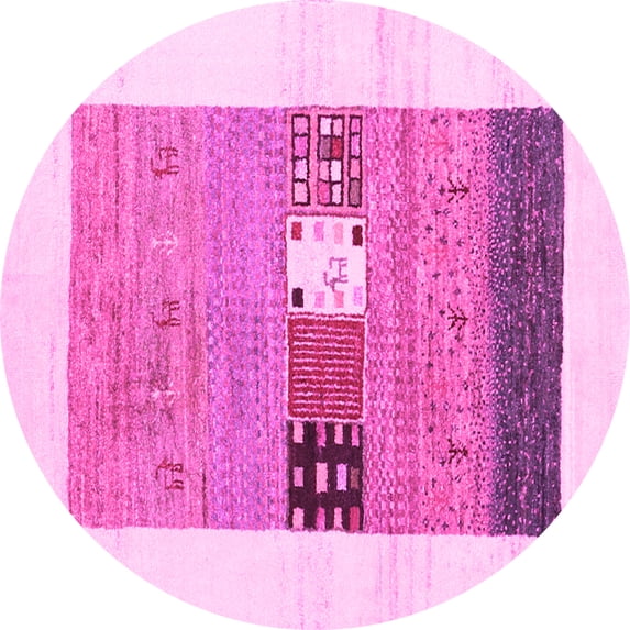 Ahgly Company Indoor Round Solid Pink Modern Area Rugs, 7' Round