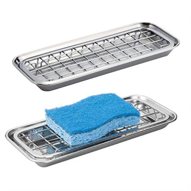 mdesign metal 2piece sink tray caddy for kitchen countertops