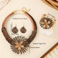 thumbnail image 2 of Statement African Aluminum Wire Big Flower Necklace and Earring Bangle Set For Women Tribal Fashion Colorful Big Rhinestone Crystal Pendent Collar Choker Bold Chunky Bib Handmade, 2 of 3