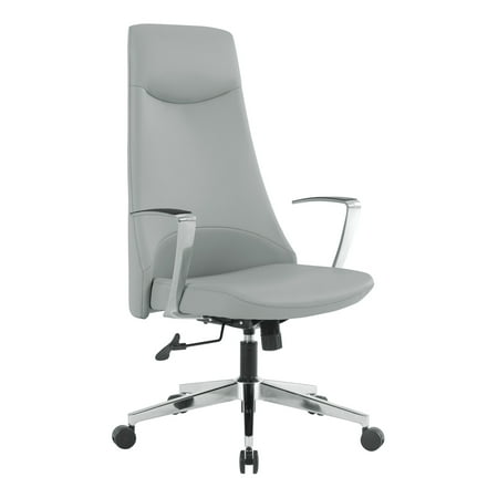 UPC: 0090234564386 | Office Star Products High Back Antimicrobial Fabric Office Chair with Fixed Padded Aluminum Arms and Chrome Base in Dillon Steel