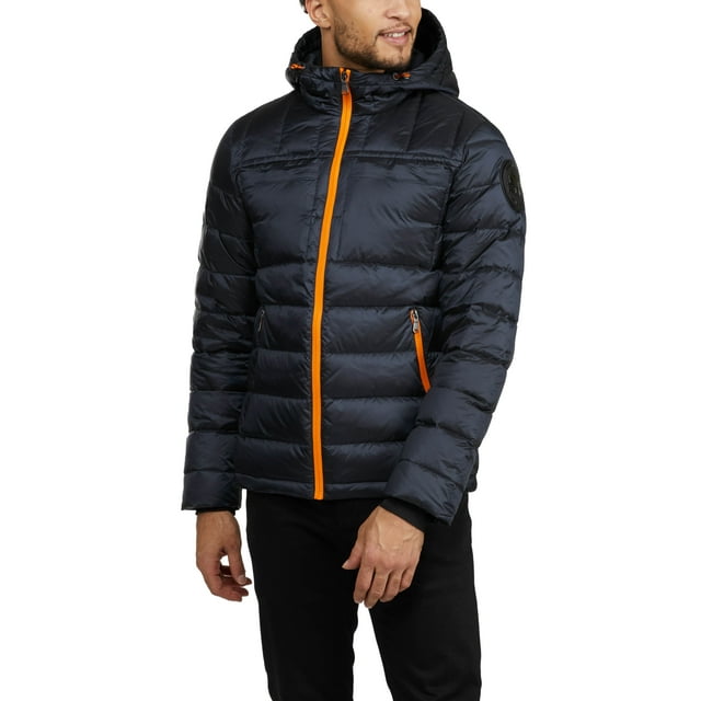 Pajar Men's Hayes Packable Light-Weight Hooded Puffer Jacket with Contrast Zipper