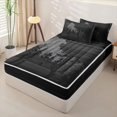 thumbnail image 2 of Erosebridal Rustic Timber Wolf Zipper Twin Comforter Sets with Fitted Sheet and 2 Pillowcases,Coniferous Forest Zipper Bedding Set,Black Grey,Black Reversible, 2 of 6