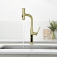 thumbnail image 5 of Lefton Pull-Out Waterfall Kitchen Faucet with Temperature Display, Two Water Outlet Modes, Single Hole, Brushed Gold, KF2209-5, 5 of 8