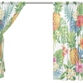 thumbnail image 3 of Coolnut Tropical Pattern On White Sheer Gauze Door Curtain Window Curtain Drapes for Living Room Kids Bedroom Window Treatment Decor W55 x L84 In 2 Panels, 3 of 3