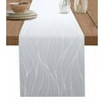 thumbnail image 7 of Grey Ombre Lines Table Runner-Cotton Linen- 48 Inch Holiday Dresser Scarves, Simple Grey White Gradient Stripes Tablerunner for Kitchen Coffee/Dining Bedroom Home Living Room Dinner Scarf Décor 13x48, 7 of 7