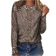 thumbnail image 2 of Leesechin Women's Juniors Clothing Round Neck Loose Tops Casual Print T-Shirts Long Sleeve Blouse in Clearance, 2 of 5