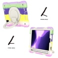thumbnail image 4 of iPad Mini 6 Case Kids 2021 Military Grade Shockproof Silicone w/Pencil Holder - Stand - Handle - Shoulder Strap Heavy Duty Shock Resistant Rugged with 360 Degree Swivel Handle Case, Rainbow Purple, 4 of 8