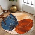 thumbnail image 3 of Boho Geometric Large Area Rugs for Bedroom Living Room, Soft Non Slip Carpet Bedside Rug, Farmhouse Abstract Retro Stripes Motifs Round Floor Cover Kitchen Accent Rug 6' for Dining Room/Office, 3 of 9