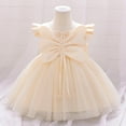 thumbnail image 2 of AUNVITO Baby Toddler Puffy Dress Flutter Sleeves Bow Ruffled Tulle Princess Party Dress Round Neck Short Sleeve Summer, 2 of 9