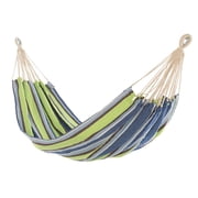 Castaway Living Large Cotton Brazilian Multicolor Stripe Hammock with Matching Storage Bag- Blue Stripe