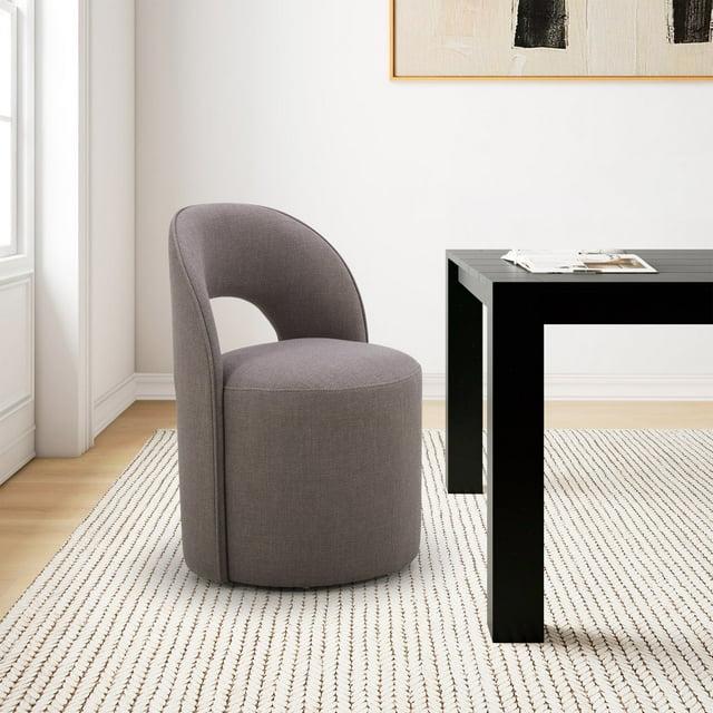 Aiden & Ivy Fabric Armless Dining Chair with Casters-Grey