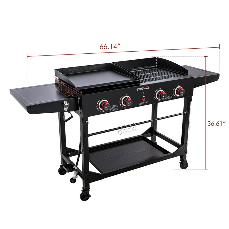 Royal Gourmet 4-Burner GD401 Portable Flat Top Gas Grill and Griddle Combo  with Folding Legs 