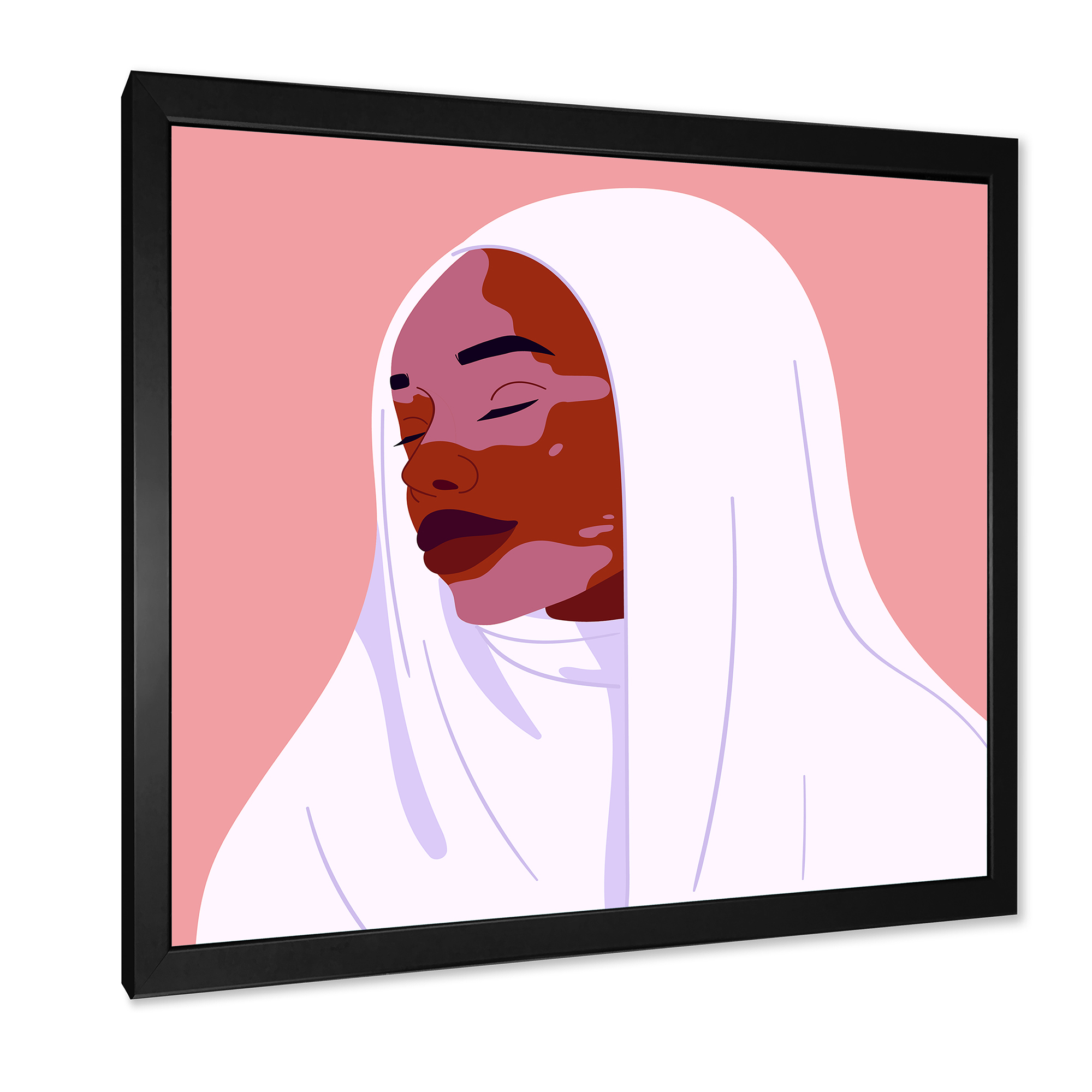 Designart 'Beautiful Abstract Smiling Afro African Woman With VItiligo' Moroccan Framed Art Print