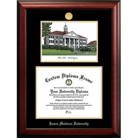 Campus Images VA994LGED-1612 12 x 16 in. James Madison University Gold Embossed Diploma Satin Mahogany Frame
