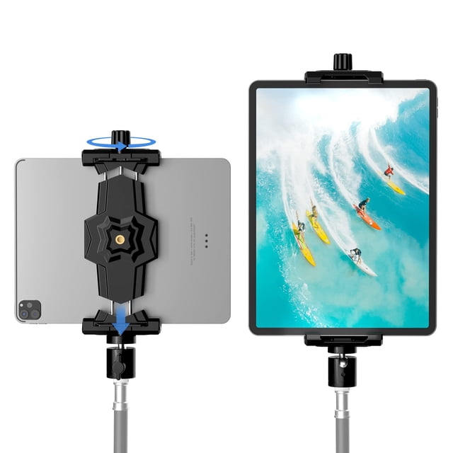 Adaptador de montaje en trípode con cabezal esférico para iPad y teléfono