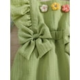 thumbnail image 5 of Infant Baby Girls Princess Dress Solid Color Flower Decor Ruffles Fly Sleeve Bow Dress Summer Dress, 5 of 7