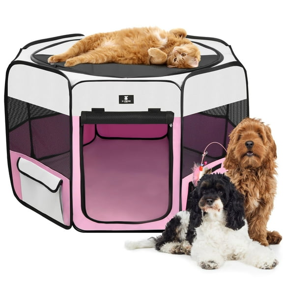 Corralito portátil X-ZONE PET para perro, gato y conejo, color rosa