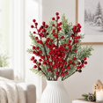 thumbnail image 3 of Artificial Red Berry Stem, Christmas Red Berries Branches, Fake Burgundy Berry Picks for Vase Filler Floral Arrangements Christmas Tree Xmas Winter Holiday Home DIY Crafts Decor, 3 of 5