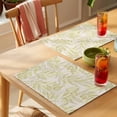 thumbnail image 4 of Green Willow Leaves Placemats Set of 8 Modern Dotted Boho Minimalist Art Place Mats Indoor Wipeable Table Mats Washable Cloth Dining Table Placemats for Kitchen Holiday Party Home Decor 13x19 Inch, 4 of 9