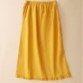 thumbnail image 2 of Women Linen Midi Skirt, High Waist A Line Casual Skirt, Ruffle Hem Flowy Half Skirt, Solid Lightweight Vacation Skirt, 2 of 4