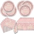 thumbnail image 1 of Pink Glitter Diamond Party Tableware, Fantasy Pink Glitter Diamond Girls Birthday Party Tableware Set, Glitter Diamond Themed Dessert Plate Napkins Ta, 1 of 4