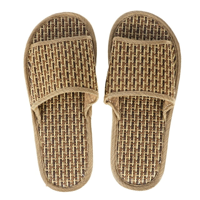 1 par de sandalias de bambú cómodas de verano con tejido creativo (caqui)