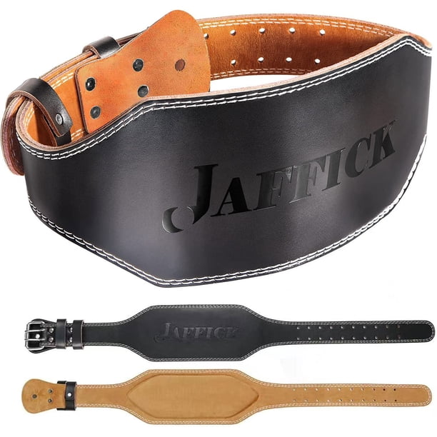 Cinturón de levantamiento de pesas de piel auténtica Jaffick para hombre y gimnasio
