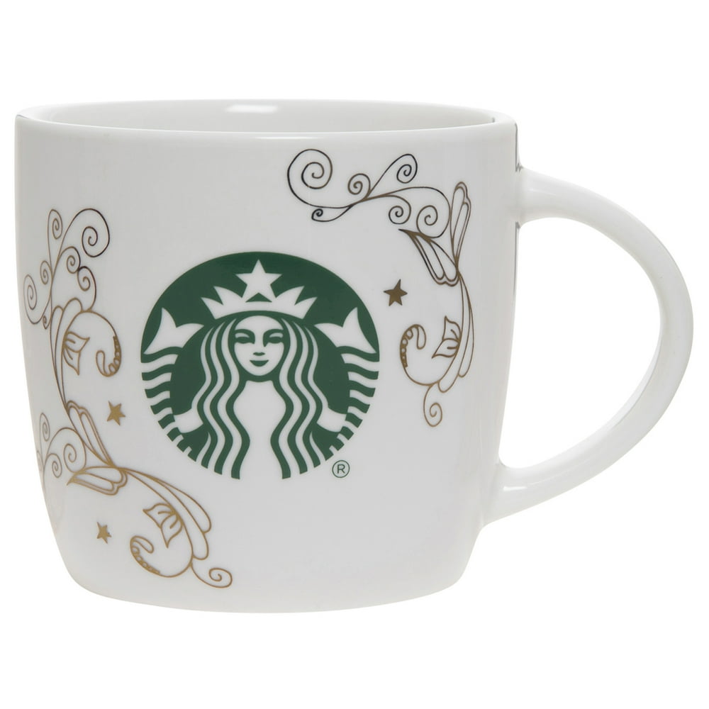 Starbucks 14oz Ceramic Mug White Swirl