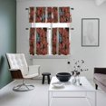 thumbnail image 6 of Gradient Blue Maple Leaves Curtain Tier and Valance Set 3 Piece, Retro Wooden Palnk 3-inch Rod Pocket Window Tier Curtains Valance for Kitchen Living Room, 6 of 9