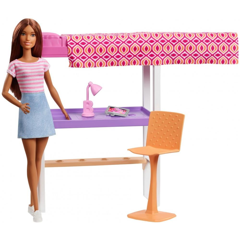 Barbie Doll & Furniture Loft Bed With Transforming Bunk Beds Doll
