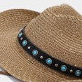 thumbnail image 4 of ZHOGXU Mens Womens Straw Hat With Adjustable Straps Solid Color Wide Brim Comfortable Breathable Cowboy Cap For Outdoor Activities,Khaki,One Size, 4 of 9