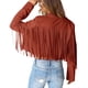 thumbnail image 3 of Abrigo PRETTYGARDEN para Mujer con Flecos, Cropped, Imitación Gamuza, Talla M, 3 of 9