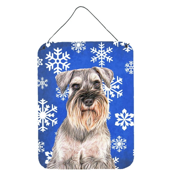 Carolines Treasures KJ1179DS1216 Winter Snowflakes Holiday Schnauzer Wall or Door Hanging Prints 12WX16H multicolor
