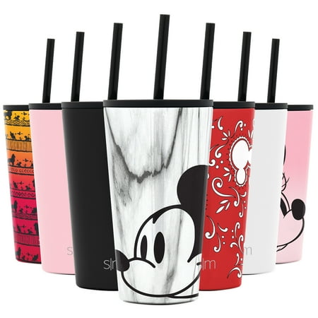 Simple Modern Disney 16 oz Classic Tumbler with Straw & Flip Lid - 18/8 Stainless Steel Water Bottle Disney: Mickey on Marble