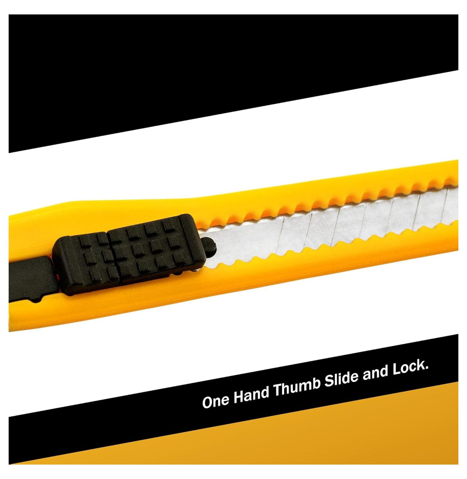 Utility Knife Box Cutters 100 Pack - 9MM Snap Off Blade - 5.25 Inch Yellow Retractable Safety Knife - Heavy Duty Cardboard Opening Knife for Warehouse & Office