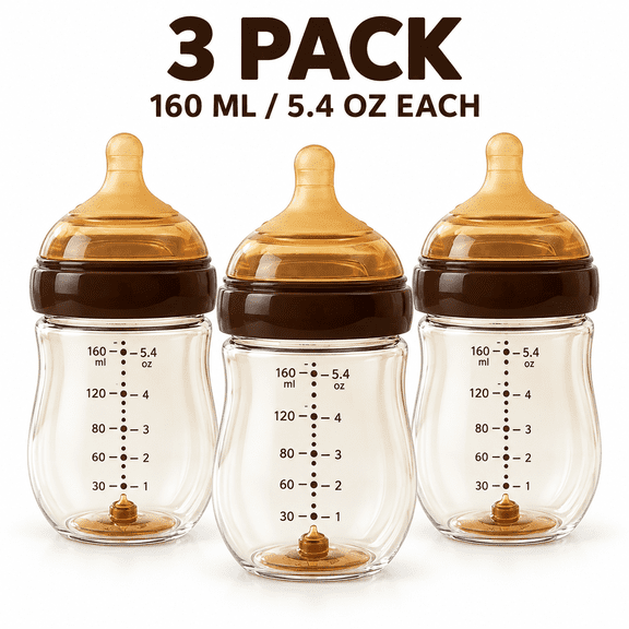 PPSU Baby Bottles, 3 Pack, 8.1 oz or 5.4 oz Wide Neck Feeding Bottles with Handles and Silicone Nipples