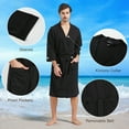 thumbnail image 4 of FashGudim 100% Cotton Knit Robe for Men Lightweight Summer Robes Thin Kimono Bathrobes Knee Length (Black,S/M), 4 of 6