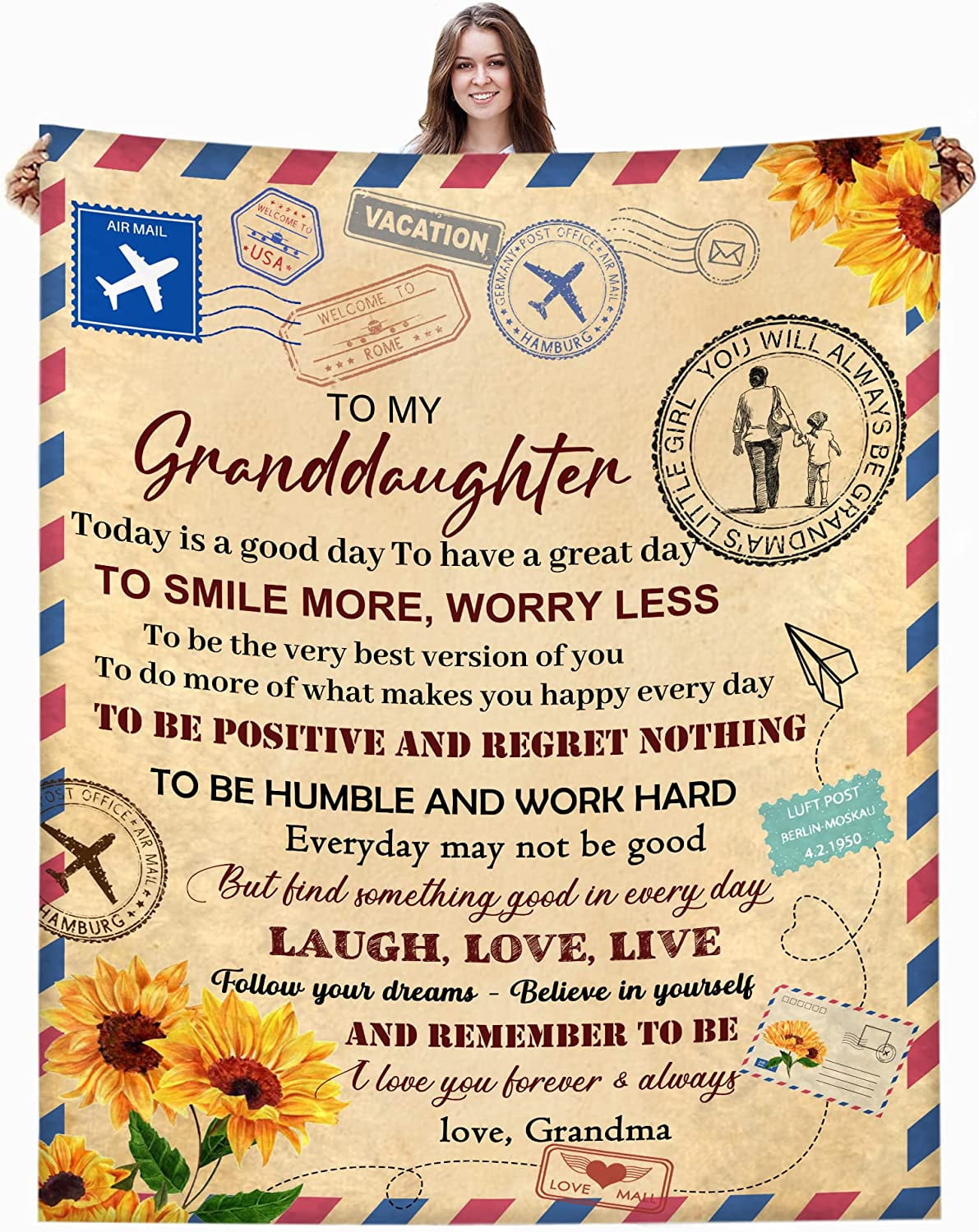 to My Granddaughter Blanket Throws Granddaughter Gifts from Grandma