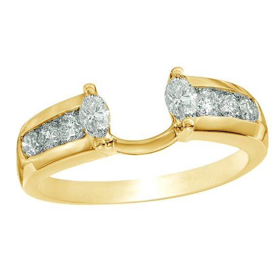 White Natural Diamond Solitaire Enhancer Ring In 14k Yellow Gold (0.5 Cttw)